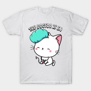 Cute White Cat is a doctor T-Shirt